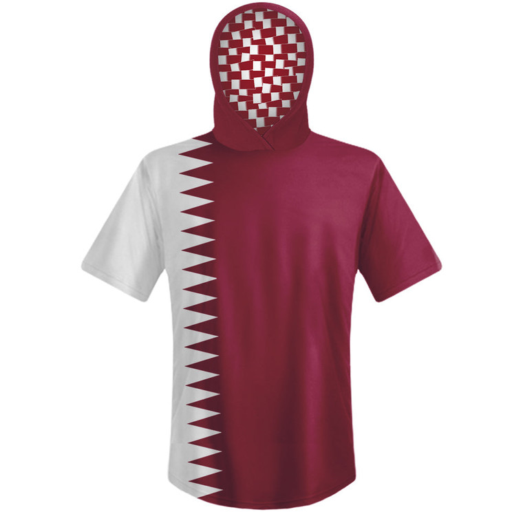 Qatar Country Flag Sports Hoodie - Red White