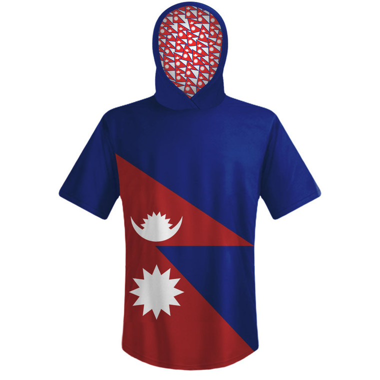 Nepal Country Flag Sports Hoodie - Red Blue