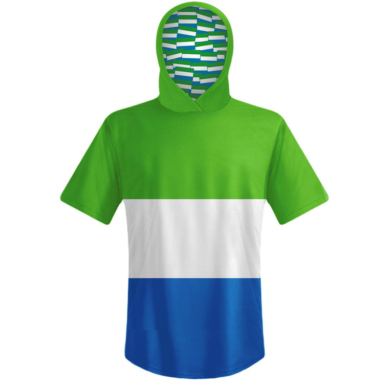 Sierra Leone Country Flag Sports Hoodie-Green White Blue