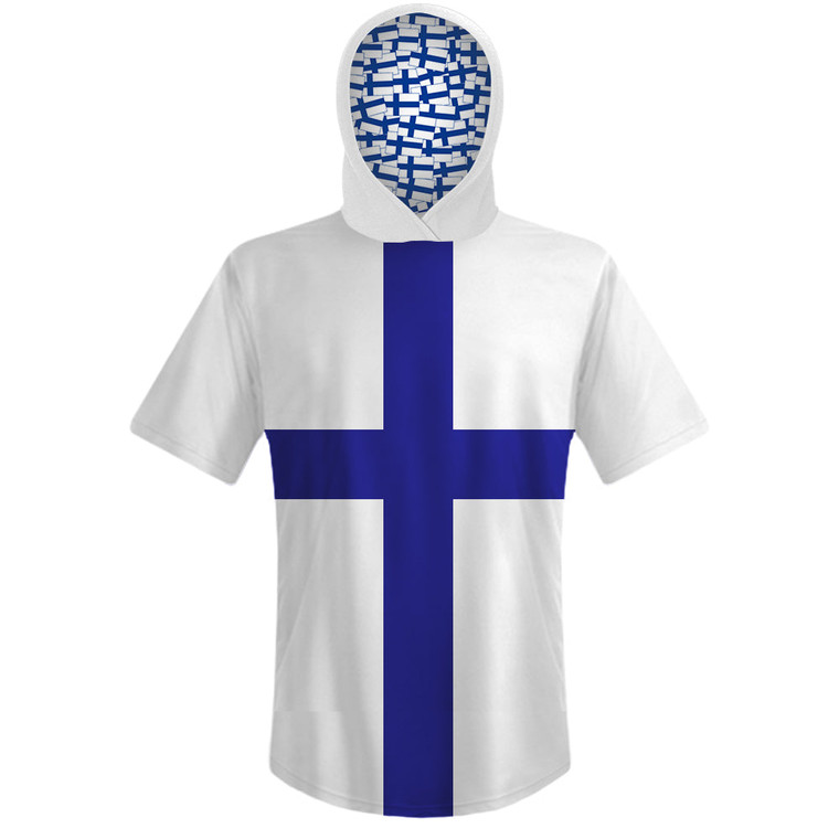 Finland Country Flag Sports Hoodie - White Blue