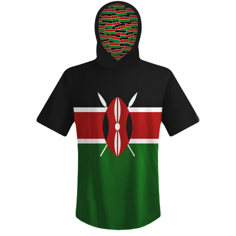 Kenya Country Flag Sports Hoodie-Black Red Green