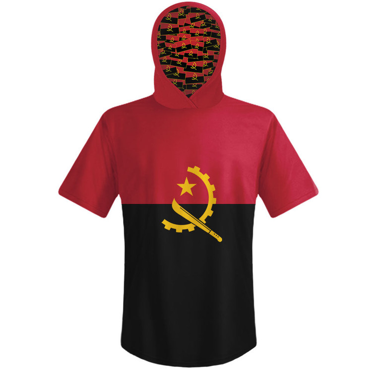 Angola Country Flag Sports Hoodie-Red Black