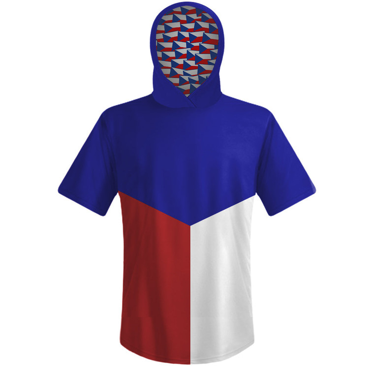 Czech Republic Country Flag Sports Hoodie - White Blue