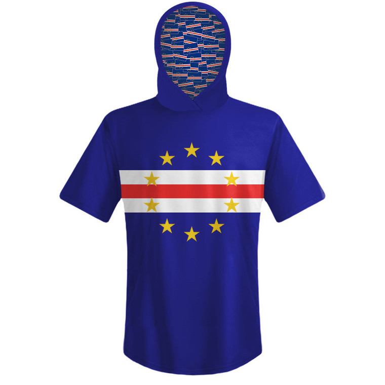 Cape Verde Country Flag Sports Hoodie - Blue White