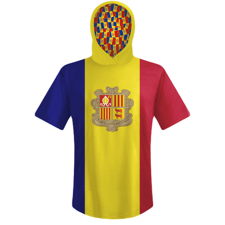 Andorra Country Flag Sports Hoodie-Blue Yellow Red