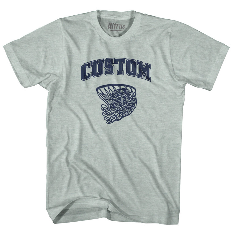 Custom Basketball Old School Ball Net Adult Tri-Blend T-shirt-Athletic Cool Grey