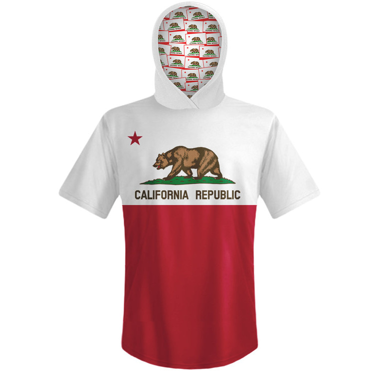 California State Flag Sports Hoodie - White Red