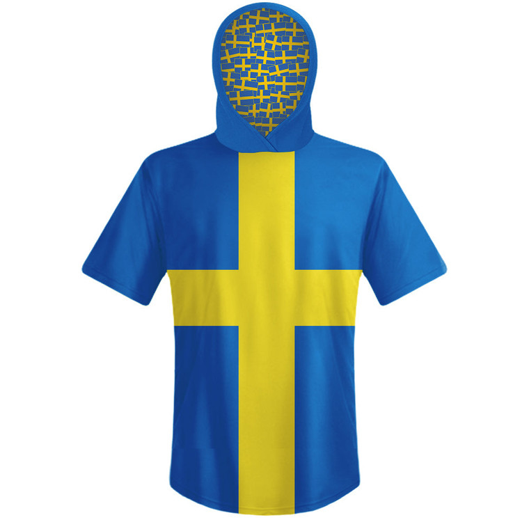 Sweden Country Flag Sports Hoodie-Blue Yellow