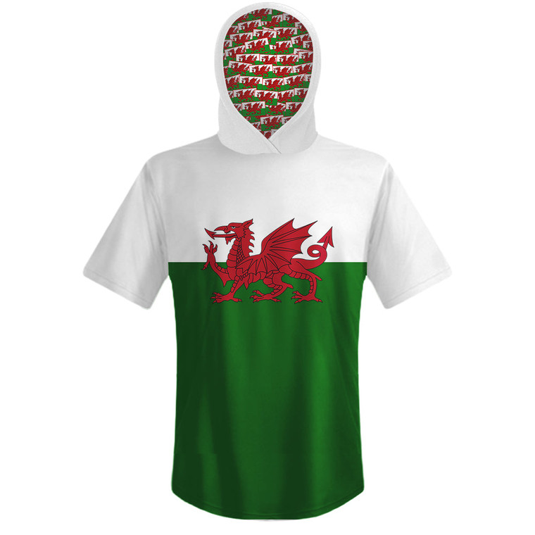 Wales Country Flag Sports Hoodie-Green White