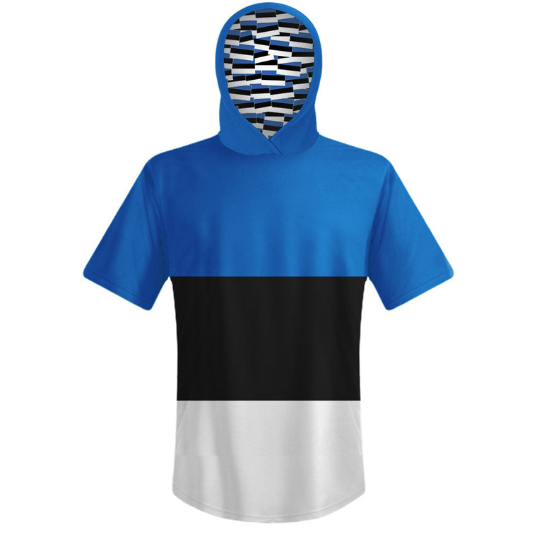 Estonia Country Flag Sports Hoodie - Black White Blue