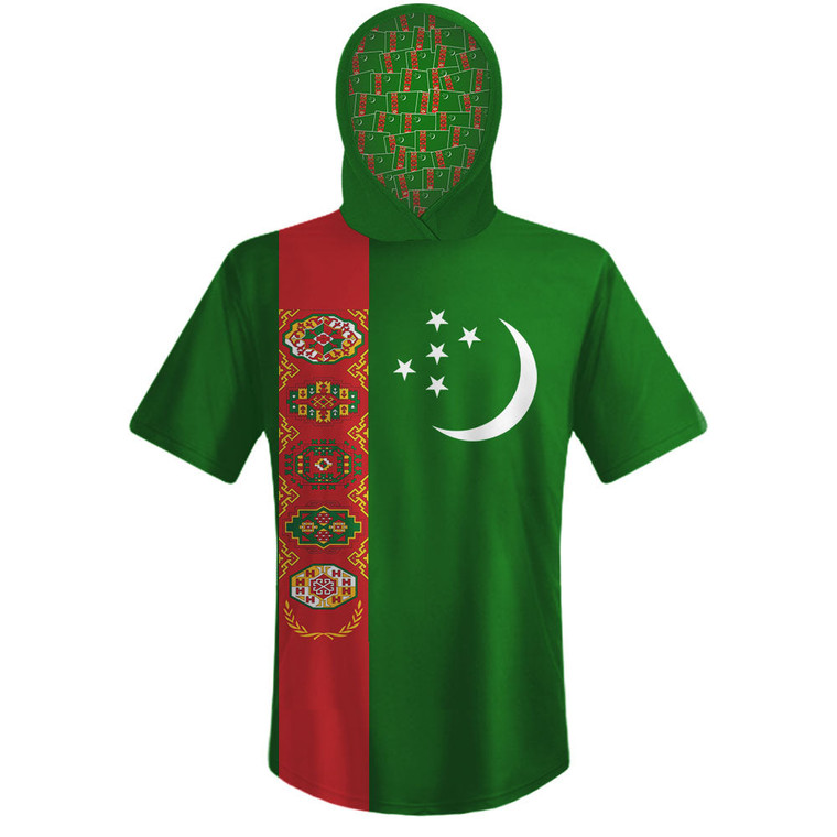 Turkmenistan Country Flag Sports Hoodie - Red Green