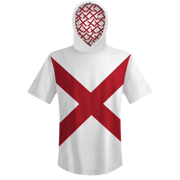 Alabama State Flag Sports Hoodie - White Red