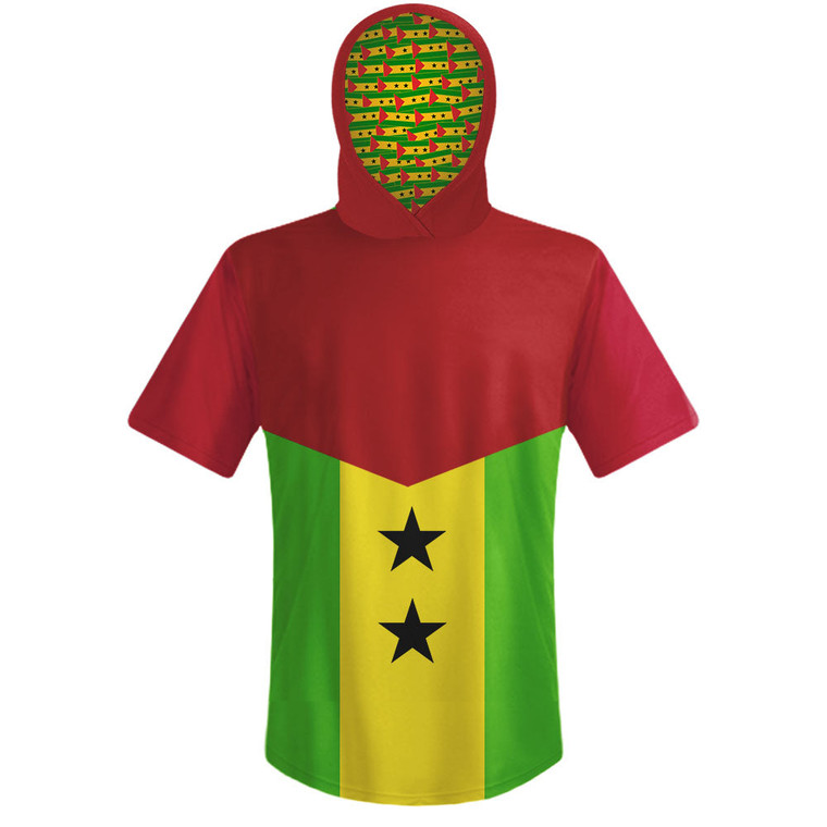 Sao Tome & Principe Country Flag Sports Hoodie - Red Yellow