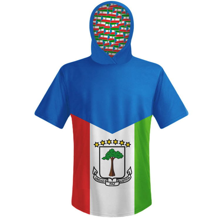 Equitorial Guinea Country Flag Sports Hoodie - Blue White