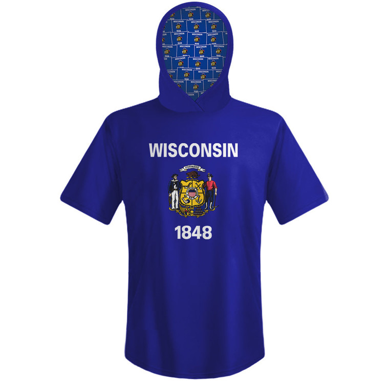 Wisconsin State Flag Sports Hoodie - Blue