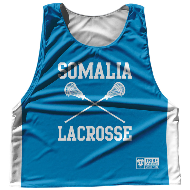 Somalia Country Nations Crossed Sticks Reversible Lacrosse Pinnie Made In USA - Blue & White Somalia Country Nations Crossed Sticks Reversible Lacrosse Pinnie Made In USA - Blue & White