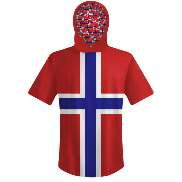 Norway Country Flag Sports Hoodie - Red Blue