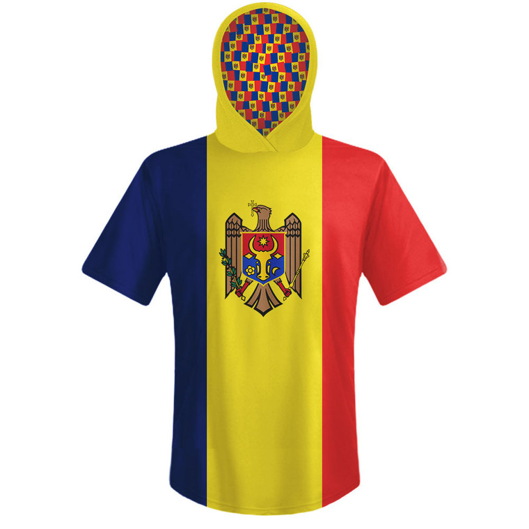 Moldova Country Flag Sports Hoodie - Blue Yellow Red