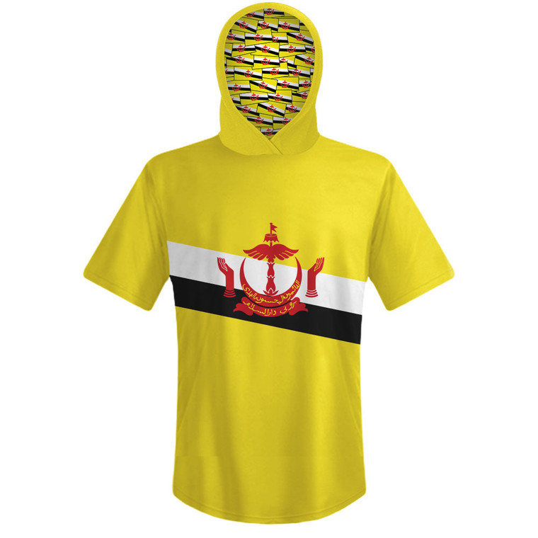 Brunei Country Flag Sports Hoodie - Yellow Black