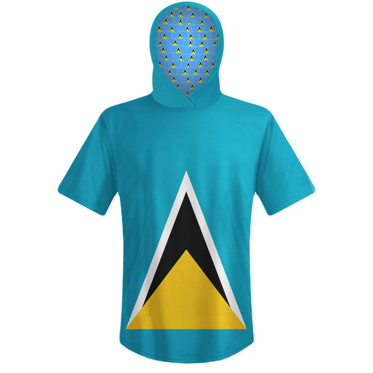 Saint Lucia Country Flag Sports Hoodie - Blue Yellow