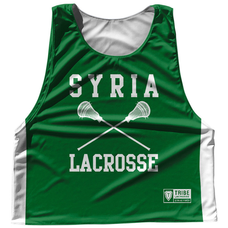 Syria Country Nations Crossed Sticks Reversible Lacrosse Pinnie Made In USA - Green & White Syria Country Nations Crossed Sticks Reversible Lacrosse Pinnie Made In USA - Green & White