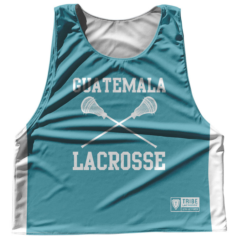 Guatemala Country Nations Crossed Sticks Reversible Lacrosse Pinnie Made In USA - Teal & White