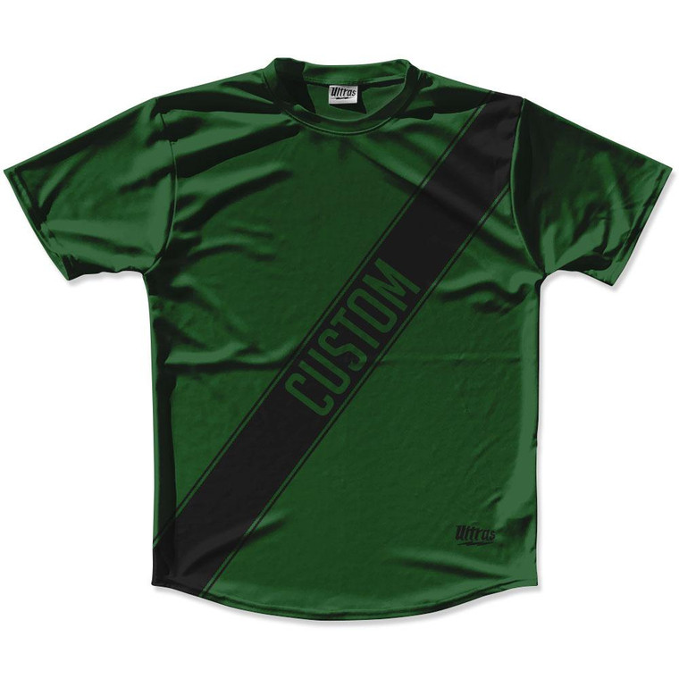 Hunter Green & Black Custom Sash Running Shirt Made in USA - Hunter Green & Black