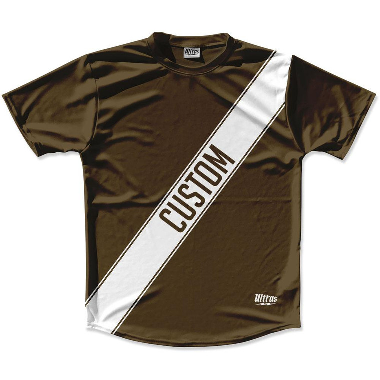 Dark Brown & White Custom Sash Running Shirt Made in USA - Dark Brown & White