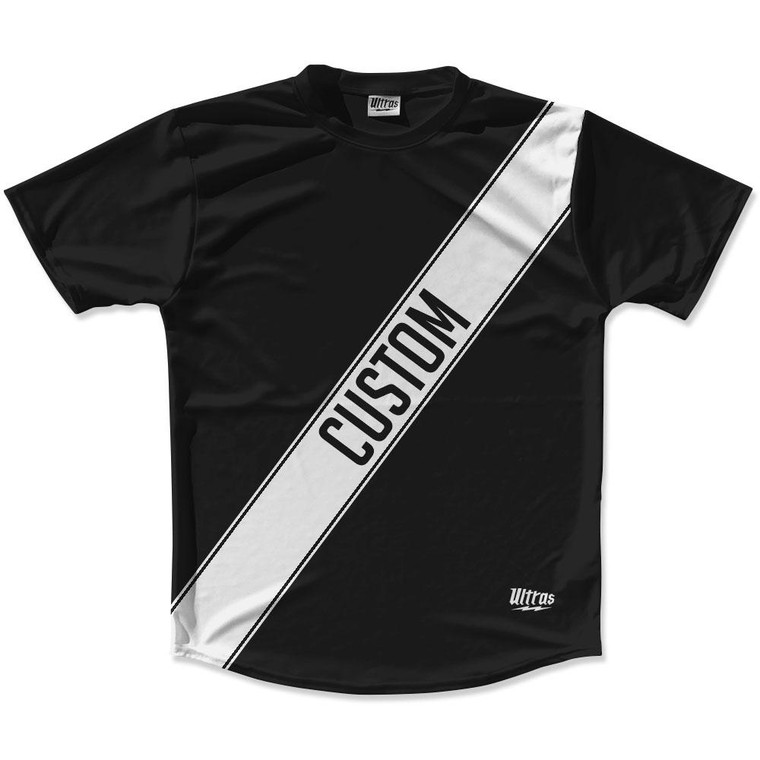 Black & Light Grey Custom Sash Running Shirt Made in USA - Black & Light Grey