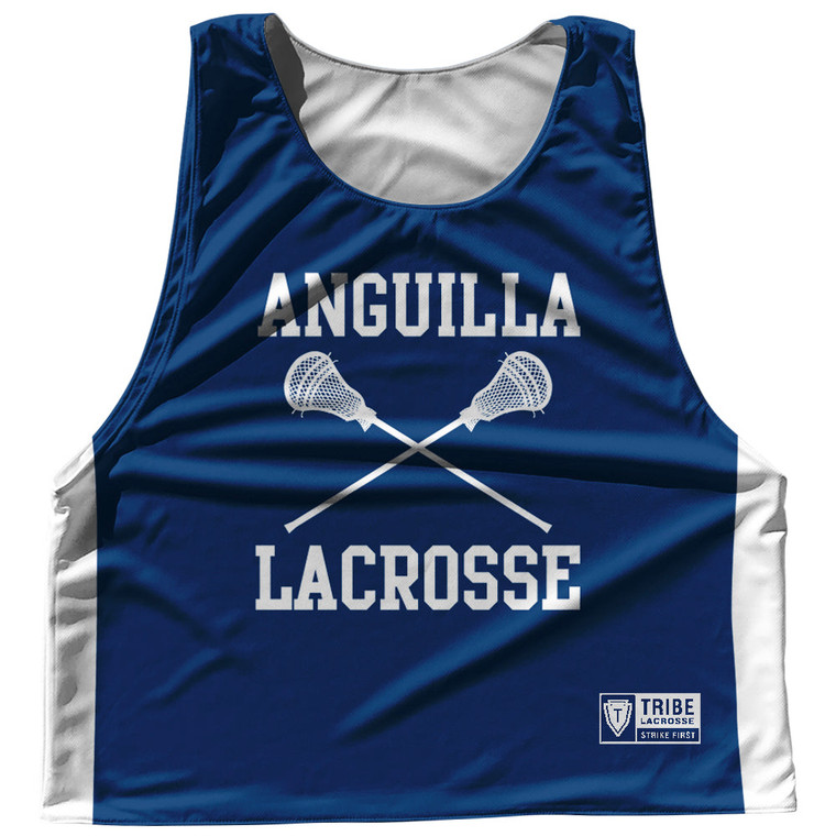 Anguilla Country Nations Crossed Sticks Reversible Lacrosse Pinnie Made In USA - Navy & White Anguilla Country Nations Crossed Sticks Reversible Lacrosse Pinnie Made In USA - Navy & White
