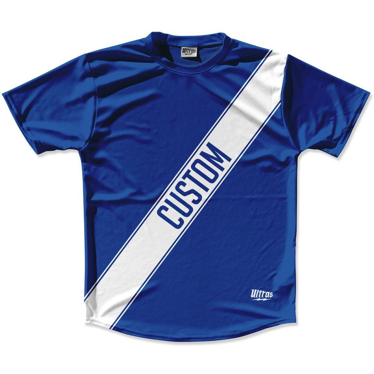 Royal Blue & White Custom Sash Running Shirt Made in USA - Royal Blue & White