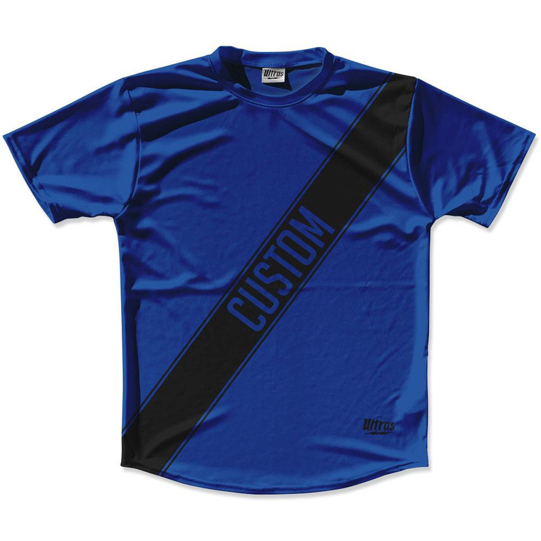 Royal Blue & Black Custom Sash Running Shirt Made in USA - Royal Blue & Black