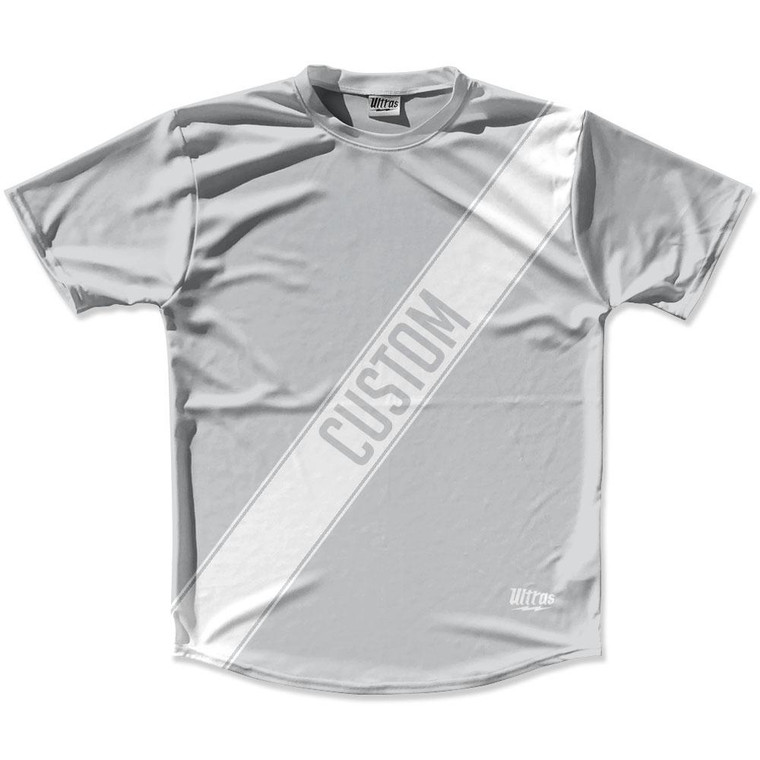 Medium Grey & White Custom Sash Running Shirt Made in USA - Medium Grey & White