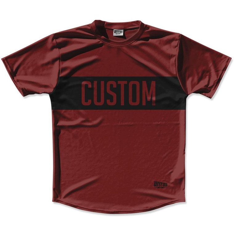 Maroon Red & Black Custom Finish Line Running Shirt Made in USA - Maroon Red & Black