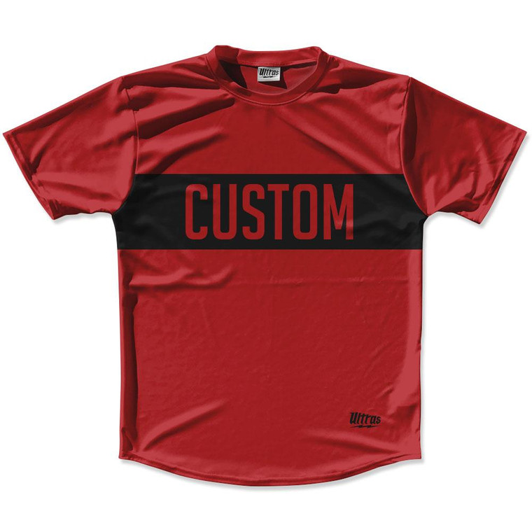 Dark Red & Black Custom Finish Line Running Shirt Made in USA - Dark Red & Black
