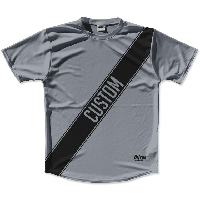 Dark Grey & Black Custom Sash Running Shirt Made in USA - Dark Grey & Black