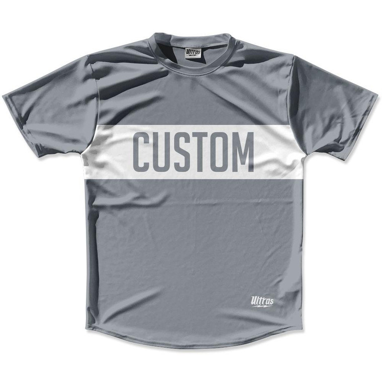Dark Grey & White Custom Finish Line Running Shirt Made in USA - Dark Grey & White
