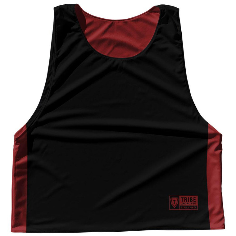 Contrast Color Side Panel Sublimated Lacrosse Pinnies Made In USA - Cardinal Red and Black