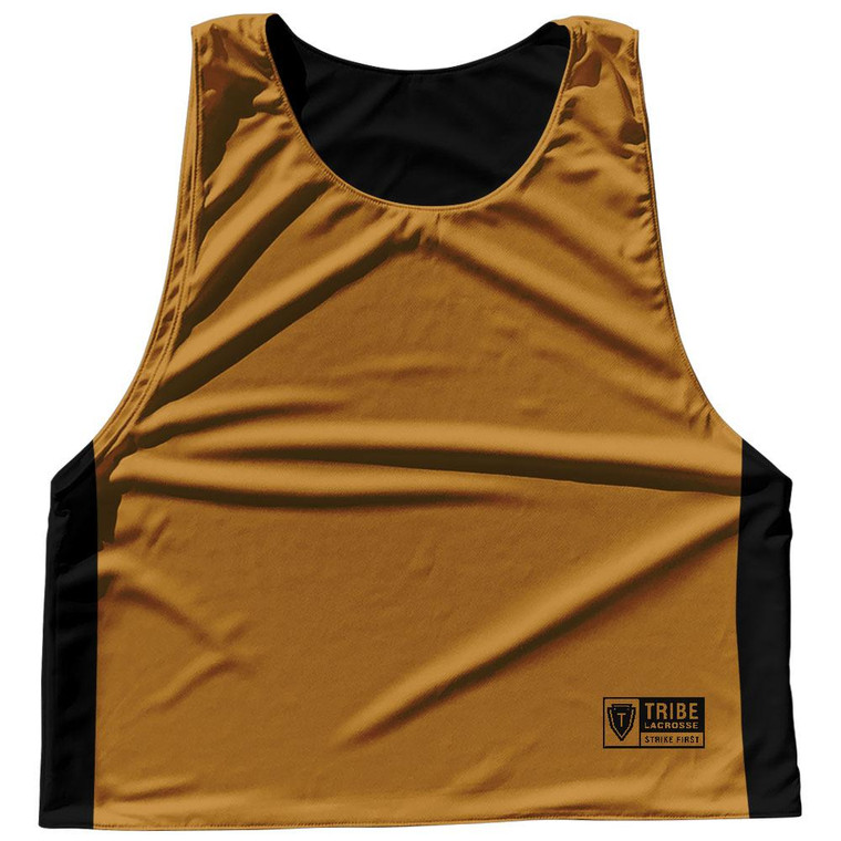Contrast Color Side Panel Sublimated Lacrosse Pinnies Made In USA - Burnt Orange and Black