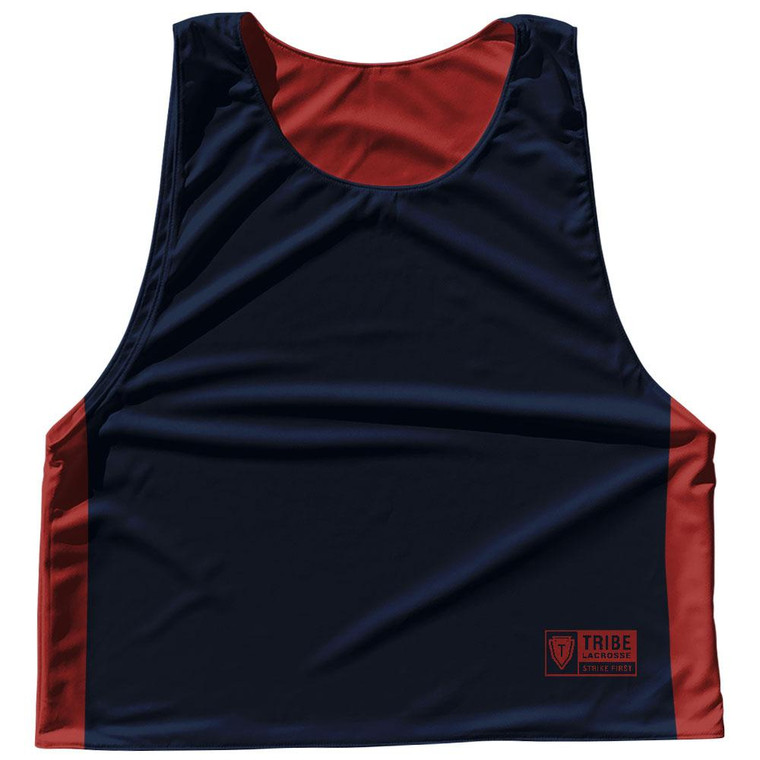 Contrast Color Side Panel Sublimated Lacrosse Pinnies Made In USA - Navy and Red