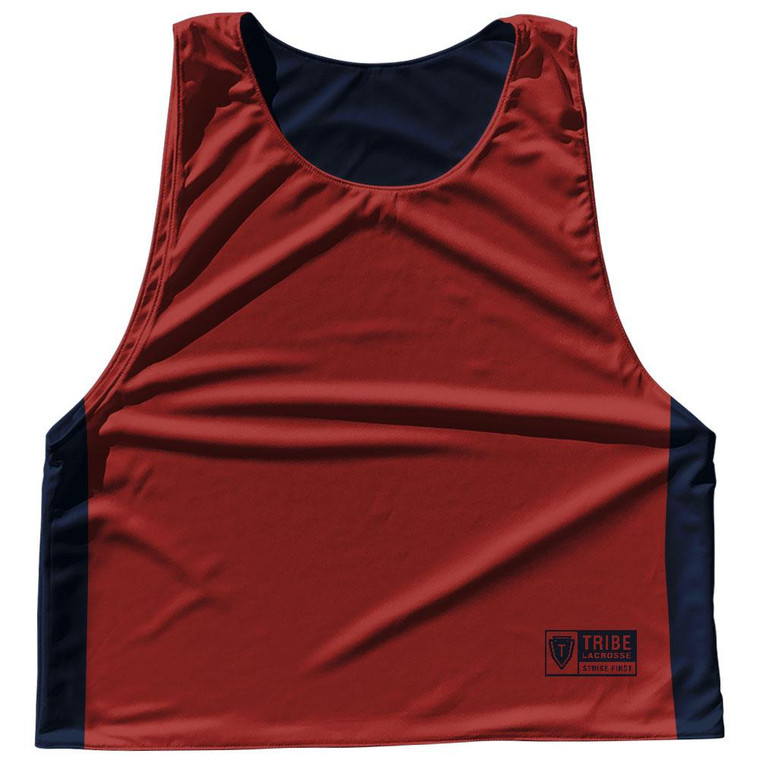 Contrast Color Side Panel Sublimated Lacrosse Pinnies 2 Made In USA - Navy and Red