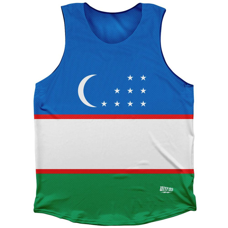 Uzbekistan Country Flag Athletic Tank Top Made in USA - Blue Green