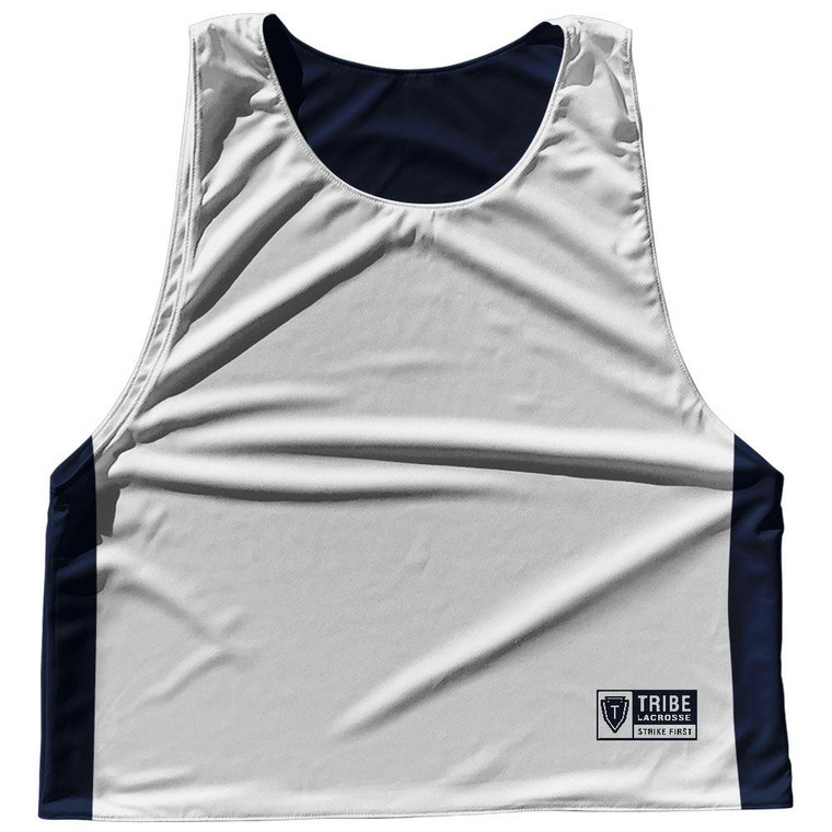 Contrast Color Side Panel Sublimated Lacrosse Pinnies 2 Made In USA - Navy and Grey Light