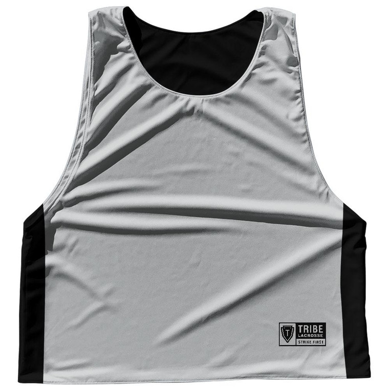Contrast Color Side Panel Sublimated Lacrosse Pinnies 2 Made In USA - Black and Grey Medium