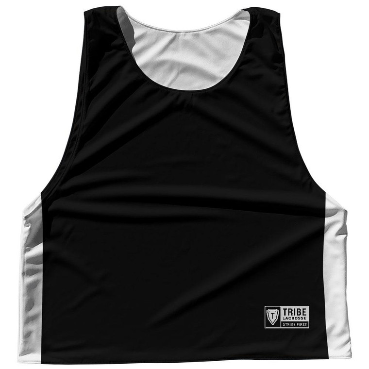 Contrast Color Side Panel Sublimated Lacrosse Pinnies Made In USA - Black and Grey Light