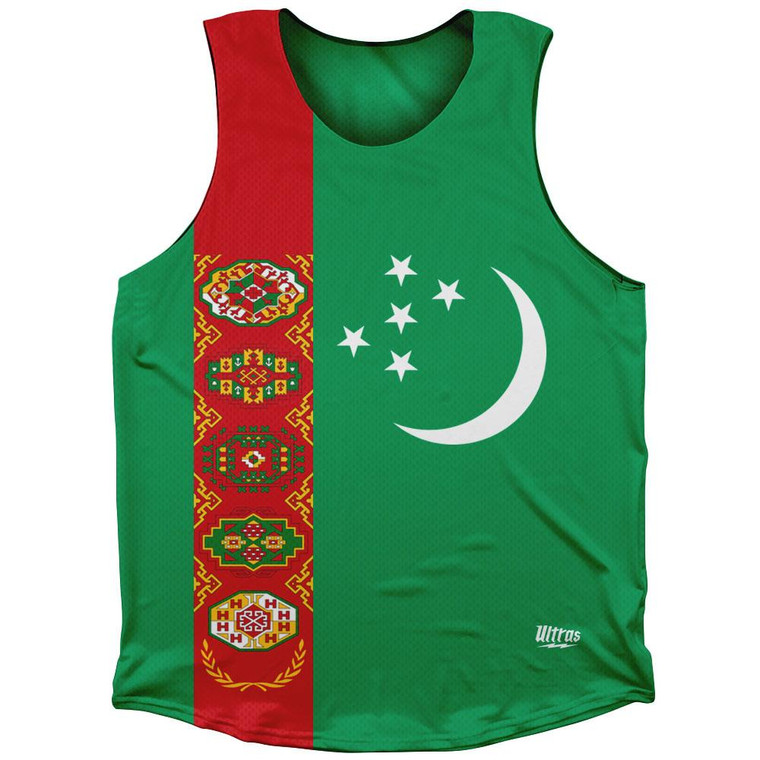 Turkmenistan Country Flag Athletic Tank Top Made in USA - Green Red