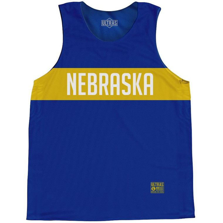 Nebraska Finish Line State Flag Basketball Singlets - Blue