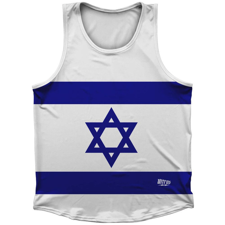 Israel Country Flag Sport Tank Top Made In USA - Blue White