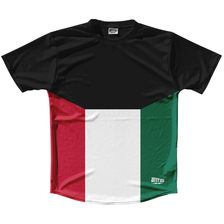 Kuwait Country Flag Running Shirt Track Cross Country Performance Top Made In USA - Black Red