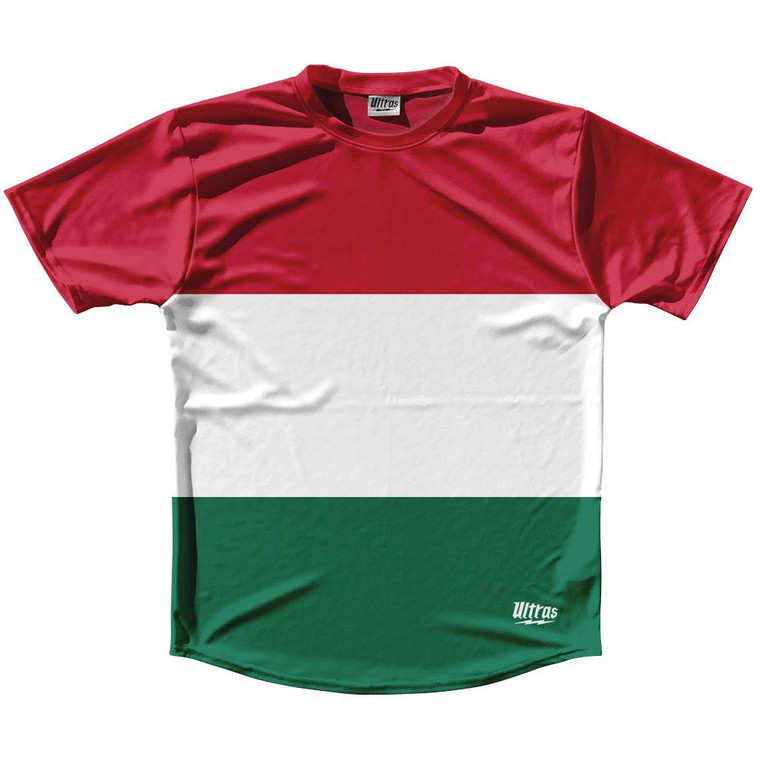 Hungary Country Flag Running Shirt Track Cross Country Performance Top Made In USA - Red White